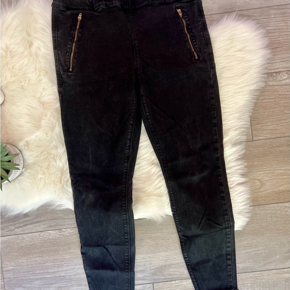 MOTHER | Black Pull-On Raw Hem Stretch Jeans (32/14)